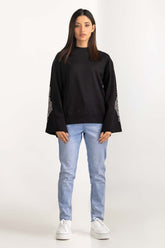 Black Basic Knitted Sweatshirt WM-SWS-WS23-003